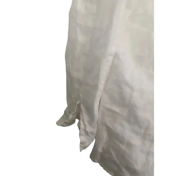 Soft Surroundings White Roll Tie Linen Tunic Top Size Medium - Picture 4 of 5